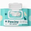 PawJoy Anti-Bacterial Wet Wipes for Dogs & Cats | Cleansing, Deodorising & Grooming Wipes | 80 Wipes per Pack | Pack of (2)