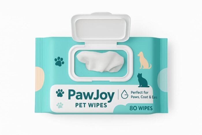 PawJoy Anti-Bacterial Wet Wipes for Dogs & Cats | Cleansing, Deodorising & Grooming Wipes | 80 Wipes per Pack | Pack of (2)