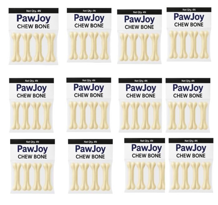 PawJoy Rawhide Dog Chew Bone 4 Inches, Chicken Flavour, Dog Treats, Delicious Bones Dogs, Puppy Snack 500 Grams