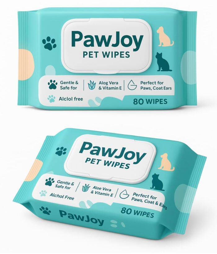 PawJoy Anti-Bacterial Wet Wipes for Dogs & Cats | Cleansing, Deodorising & Grooming Wipes | 80 Wipes per Pack | Pack of (1)