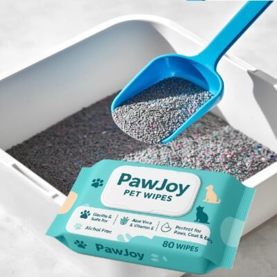 PawJoy Scented Cat Litter – 5kg | Plus One Pet Wipes | Super Fast Clumping, Odor Control, Fresh Citrus Fragrance, Low Dust Formula | Combo Pack