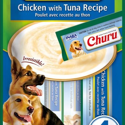 Inaba Dog Churu Chicken with Tuna Recipe | Wet Creamy Lickable Dog Treat |24 Tubes (Pack of 6, 56 GMS per Pack)